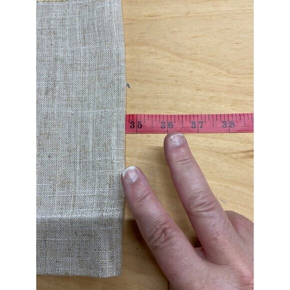 Vintage Christmas Linen Table Runner Embroidered Ornaments Beige Red Green - Picture 5 of 6